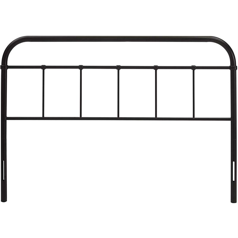 Hivvago King size Vintage Dark Brown Metal Headboard with Rounded Corners