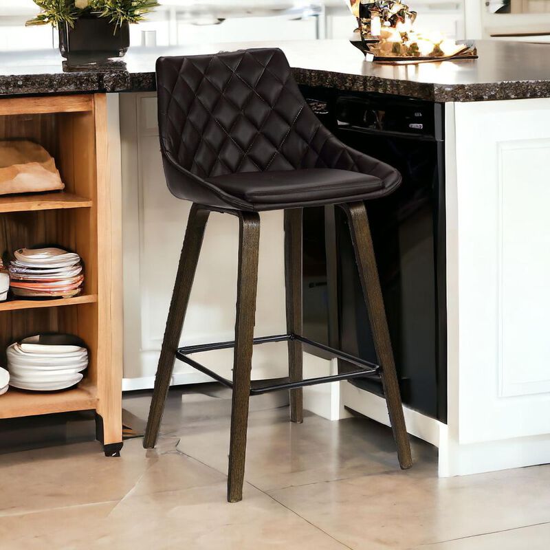 Hivvago 26 Inch Brown Iron Counter Height Bar Chair