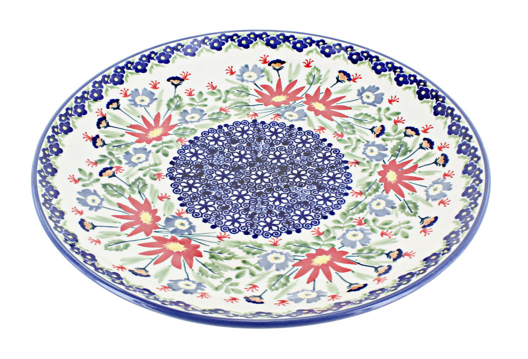 Blue Rose Polish Pottery Dots Dinner Plate