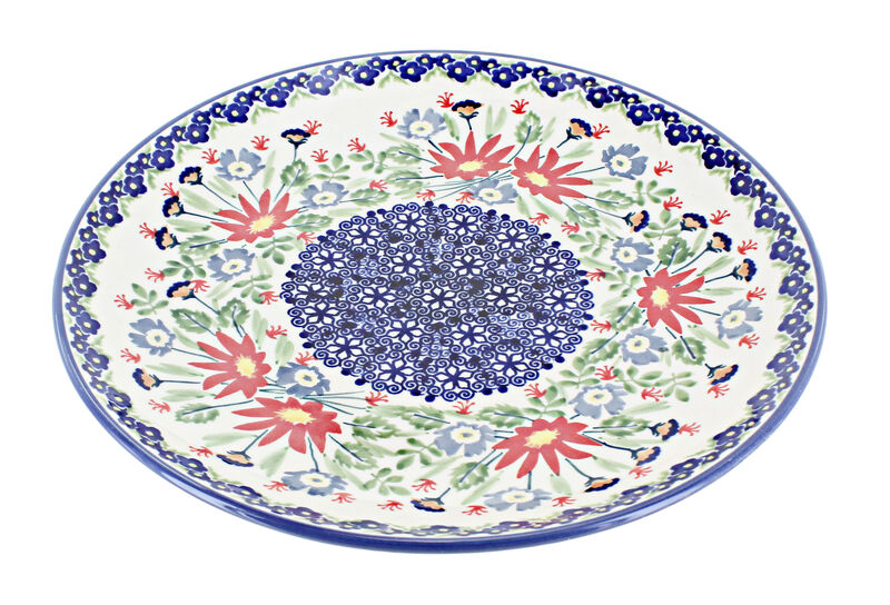 Blue Rose Polish Pottery Dots Dinner Plate