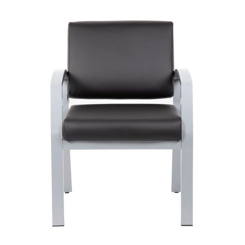 Reception Chair, Brushed Nickel Aluminum, Black Antimicrobial Vinyl image number 2
