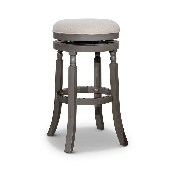 Streamdale Palmer Lake 30" Barstool, Weathered Gray Finish, Beige Fabric Seat