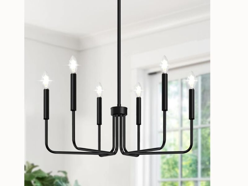 6-Light Black Farmhouse Chandelier – Industrial Modern Fixture for Dining Room, Kitchen & Bedroom