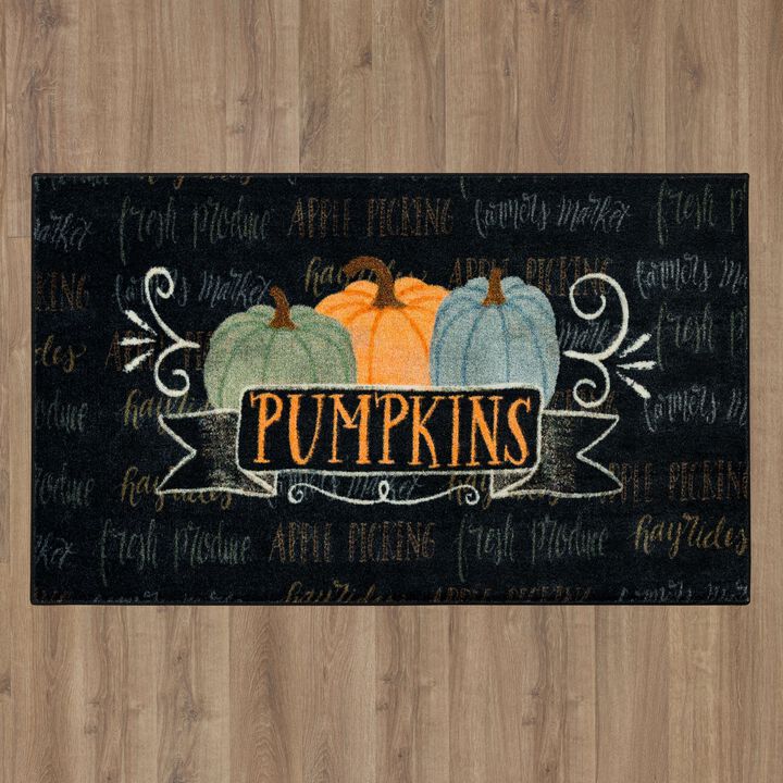 Pumpkins Black 2' x 3' 4" Kitchen Mat