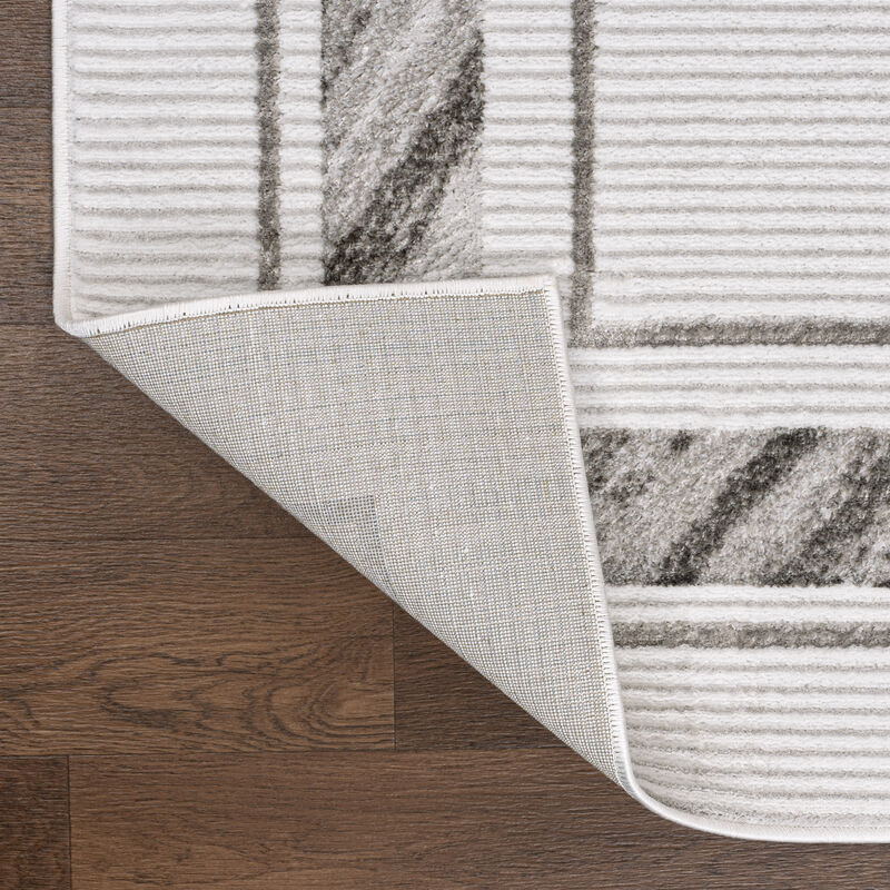 Athens Classic Border Marble Pattern High-Low Area Rug