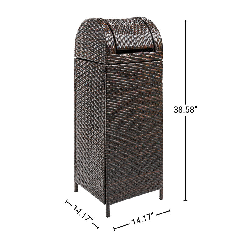 Ellison All-Weather Wicker/Metal Swing Top Hideaway Outdoor Trash Can