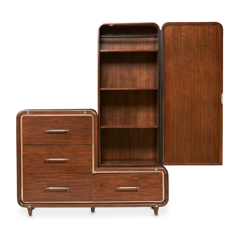 Michael Amini Mason Park Chest with Storage Mirror - Umber