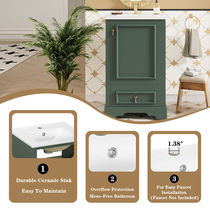 20 Inch Modern Bathroom Vanity with Ceramic Sink