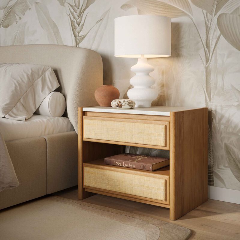 Paige Natural Oak 2-Drawer Nightstand image number 1