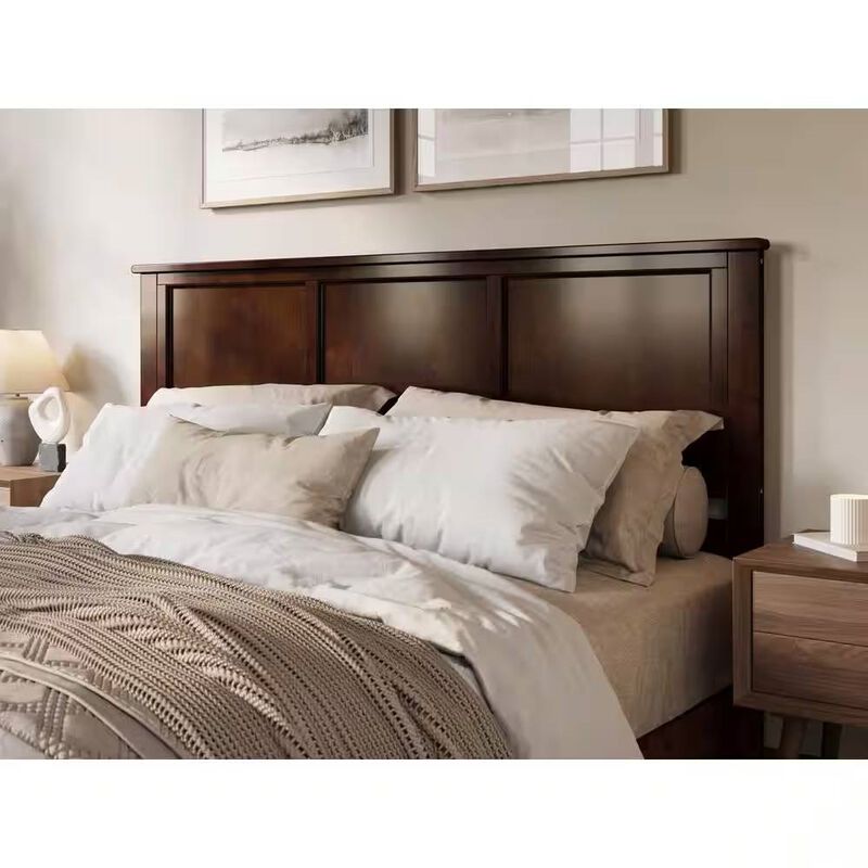 Wooden Traditional Style Headboard with Elegant Carved Detail for Bedroom