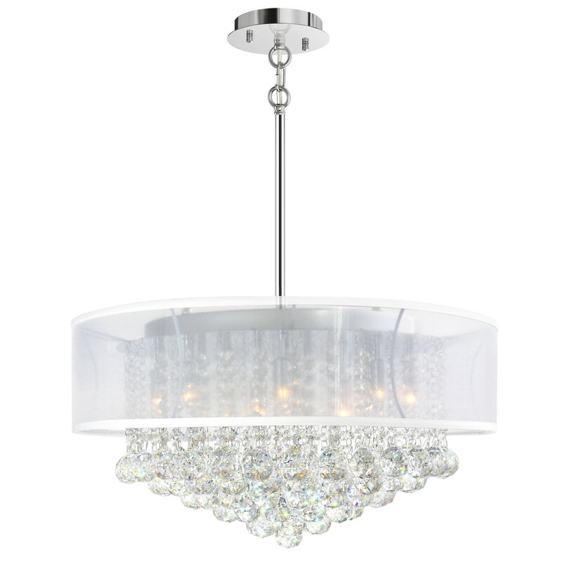 Radiant 12 Light Drum Shade Chandelier With Chrome Finish