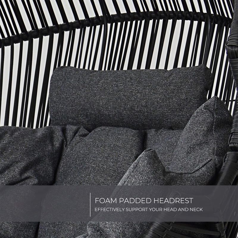 Mondawe Hand-Woven Wicker Oversized Egg Chair,Rust-Resistant Steel Frame & 6.25" Thick Cushion Chair