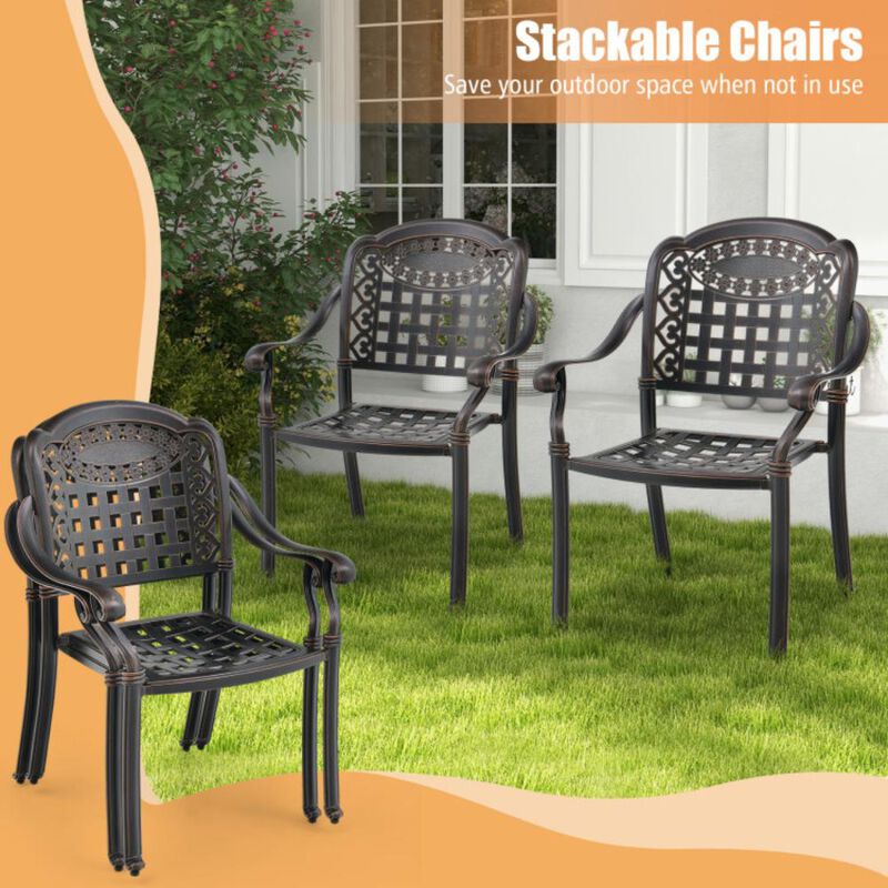 Hivvago Set of 2 Cast Aluminum Patio Chairs with Armrests