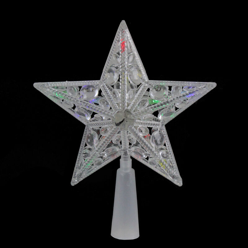 7.5" Pre-Lit Clear Jeweled Star Battery Operated Christmas Tree Topper - Multicolor Lights image number 1