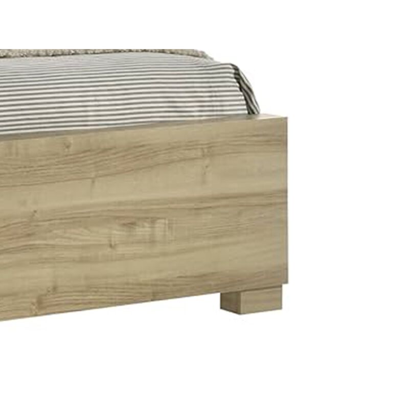 Amey Queen Size Bed with Built In Light, White Trim, Brown Driftwood