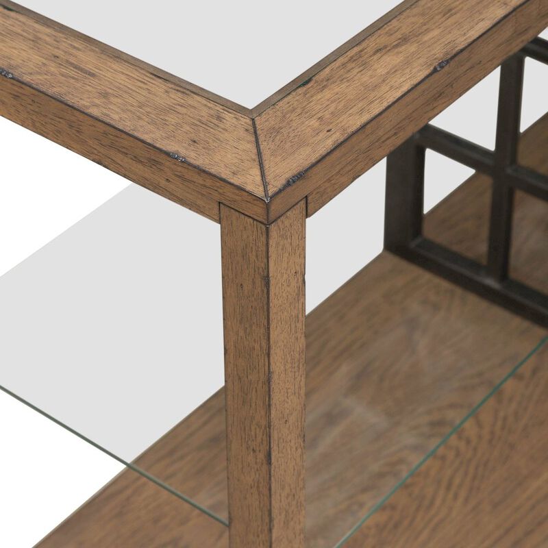 Liberty Furniture Bayhill Trellis Sofa Table for Living Room - Honey w/ Black Metal Accents image number 3