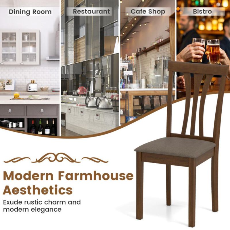 Hivvago Wooden Dining Chairs Set of 2 with Linen Fabric Upholstered and Rubber Wood Frame