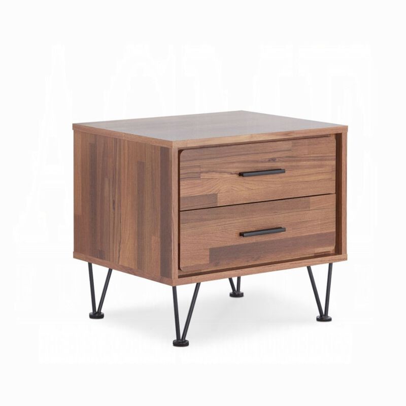 Contemporary 2 Drawers Wood Nightstand By Deoss, Brown image number 0