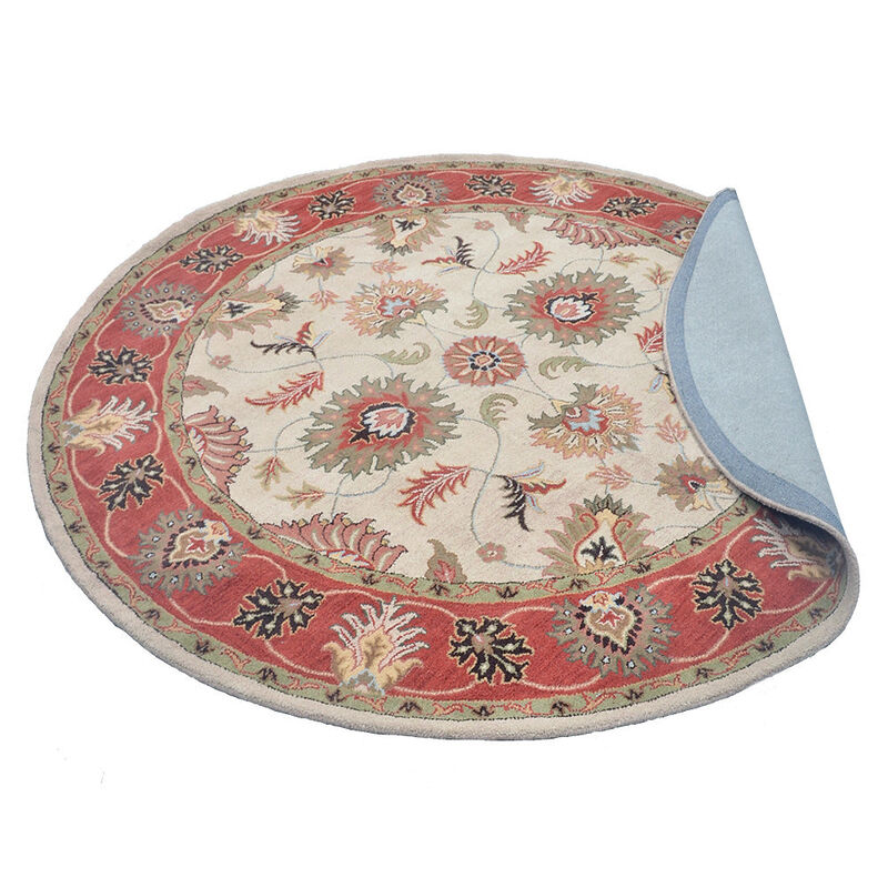 RUGSOTIC CARPETS HAND TUFTED WOOL ECO-FRIENDLY AREA RUGS - Beige & Red, Classic Oriental Traditional  Design, High Pile Thick Handmade Anti Skid Area Rugs (K00106) image number 5