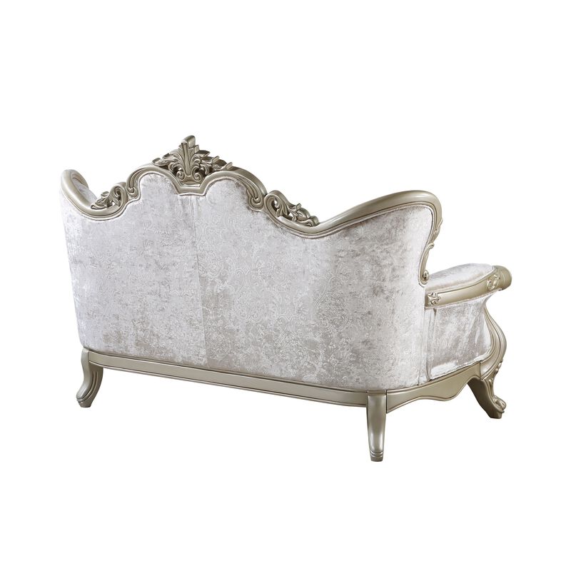 Kerra Loveseat with Accent Pillow, Classic Beige Fleur De Lis 72 Inch