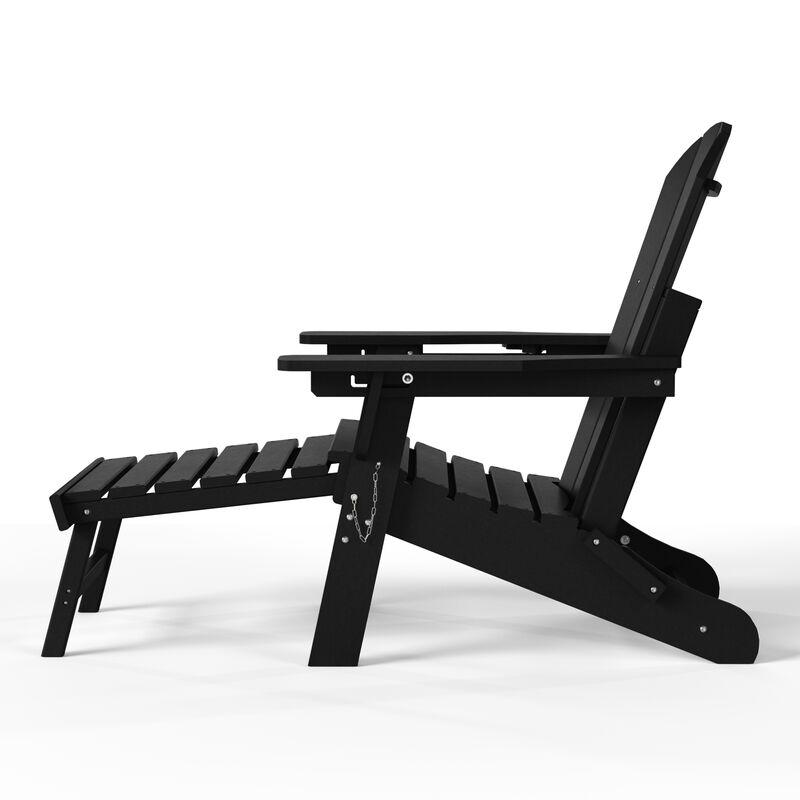 WestinTrends Folding Adjustable Adirondack Chair with Retractable Ottoman and Cup Holder image number 4