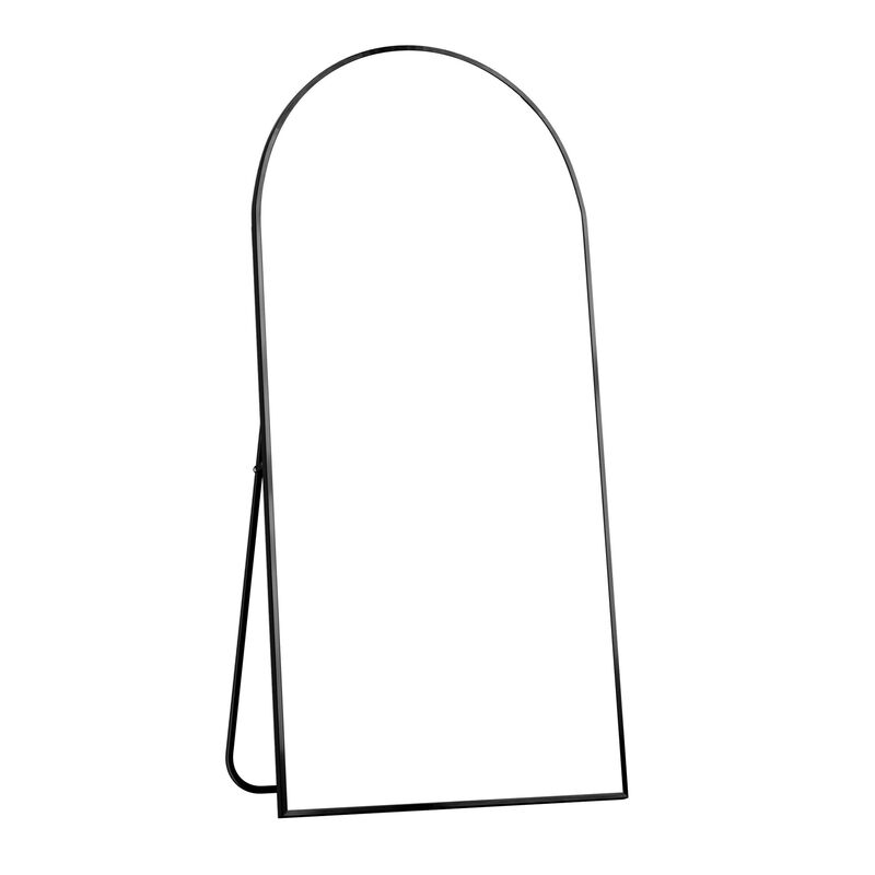 HomeRoots 71" Black Metal Arch Freestanding Framed Full Length Mirror image number 0