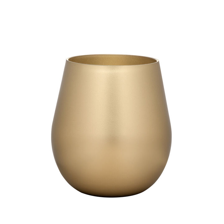 HomeRoots Set of Four Gold Acrylic Stemless All Purpose Wine Glass