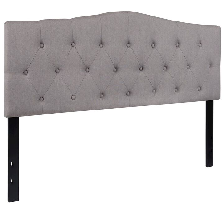 Flash Furniture Tufted Upholstered Queen Size Headboard in Light Gray Fabric