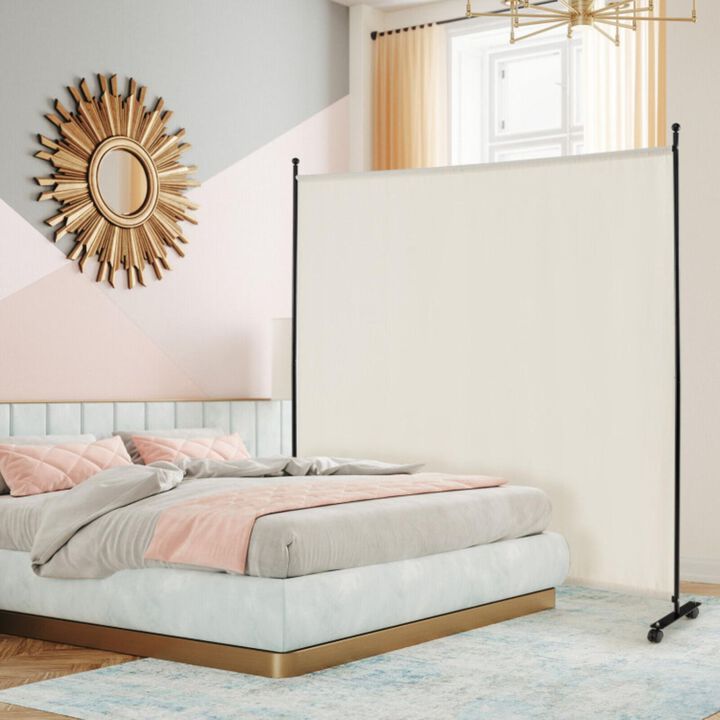 Hivvago 6 Feet Single Panel Rolling Room Divider with Smooth Wheels