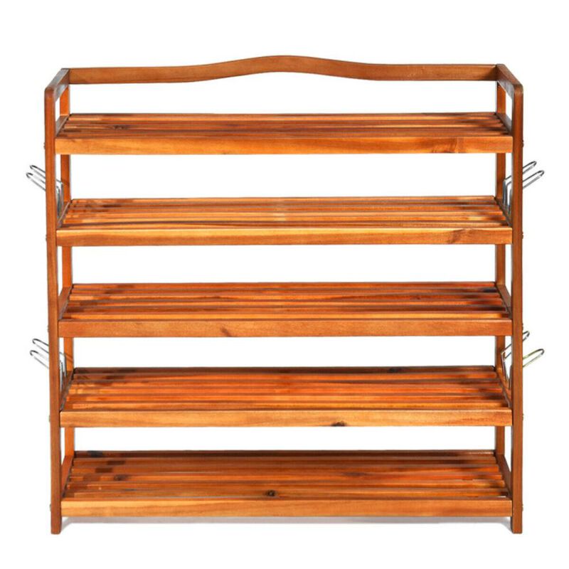 Hivvago 5-Tier Wood Large Shoe Rack Holds up 12-18 Pairs