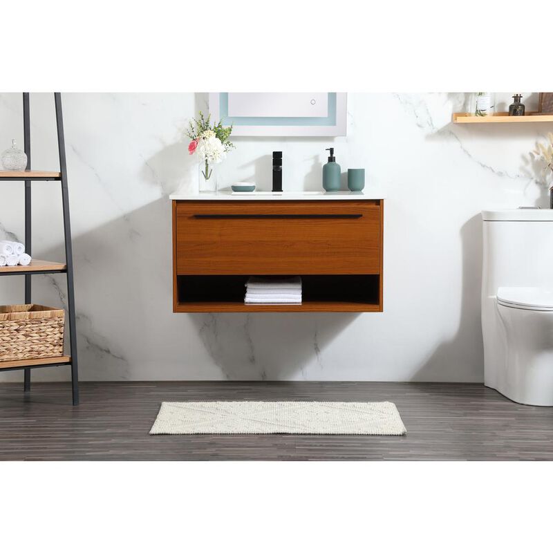 Elegant Kitchen and Bath 36 inch Single bathroom vanity in teak