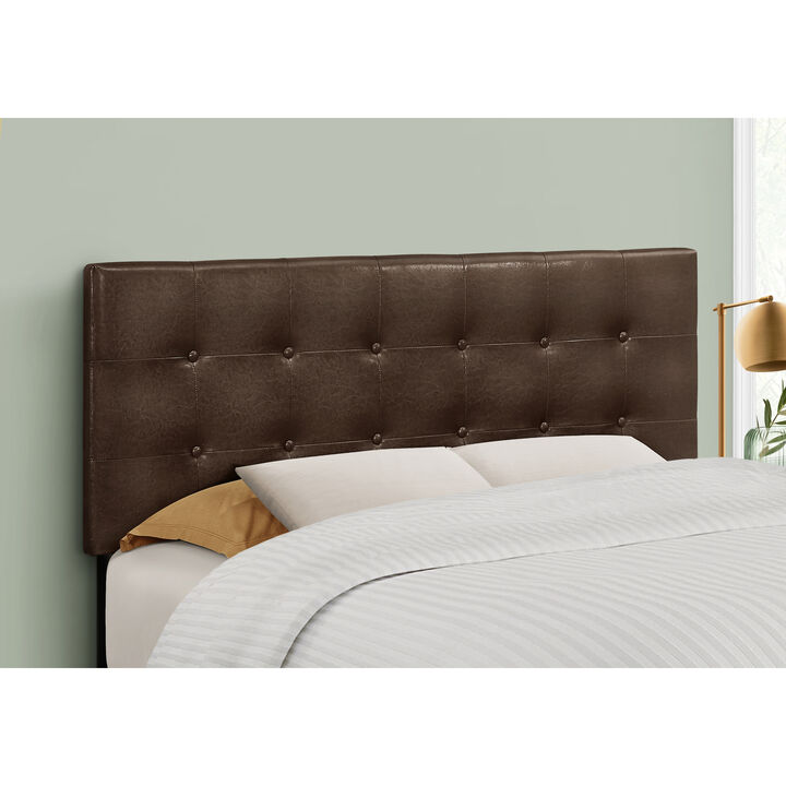 Monarch Specialties I 6000F Bed, Headboard Only, Full Size, Bedroom, Upholstered, Pu Leather Look, Brown, Transitional
