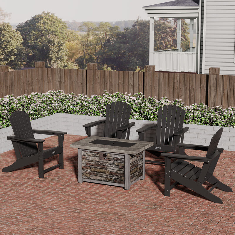 5-Piece Adirondack Chairs with Fire Pit Patio Conversation Set