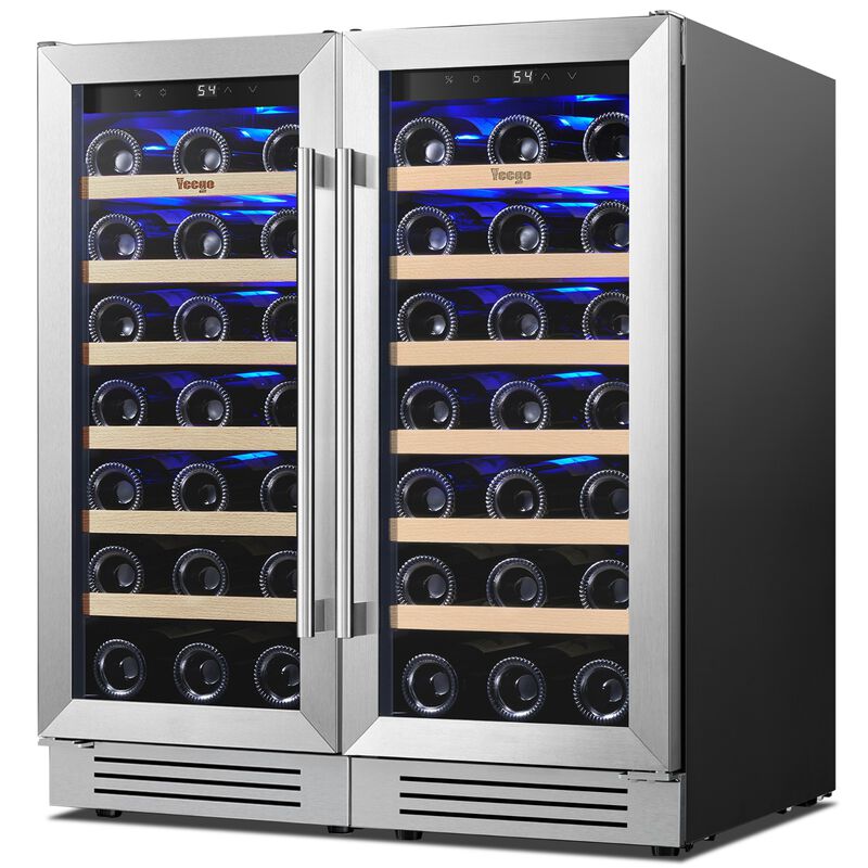 15 inch Wine Cooler Refrigerator with 33-Bottle, Built-In/Freestanding for Home Bar, Stainless Steel &ndash; 2 Units Combo image number 2