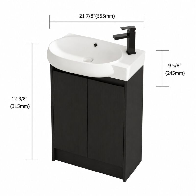 ELEMENT ACE 23 Inch Freestanding Bathroom Vanity with Ceramic Sink, Adjustable Shelves, Soft Close Doors, Water Resistant Finish image number 1