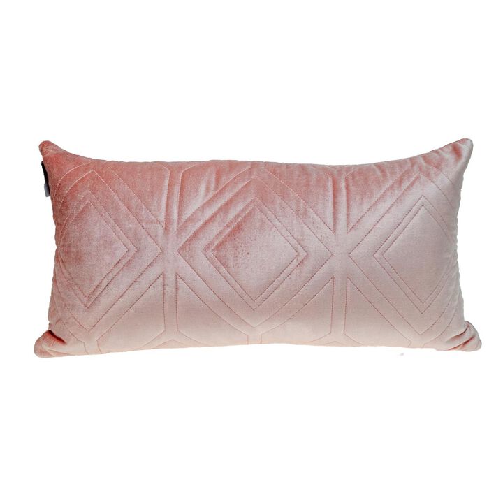 24" Pink Rectangular Quilted Cotton Throw Pillow