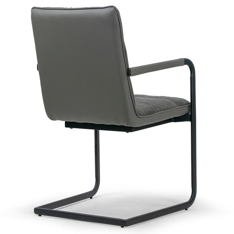 Glamour Home Set of 2 Araya Gray Modern Fabric Arm Chair with Black Metal Legs