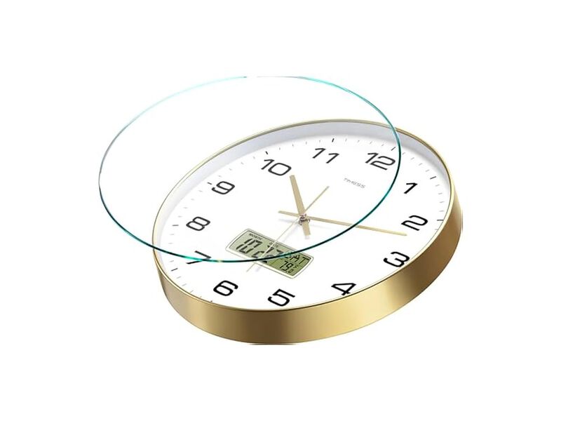 LCD Display Perpetual Calendar Temperature Wall Clock 10 Inch Silent Non Ticking image number 1