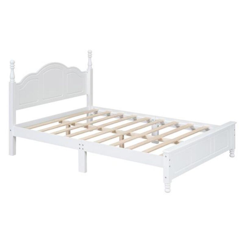 Retro Style Platform Bed Frame with Wooden Slat Support, Durable & Stylish Bed Frame