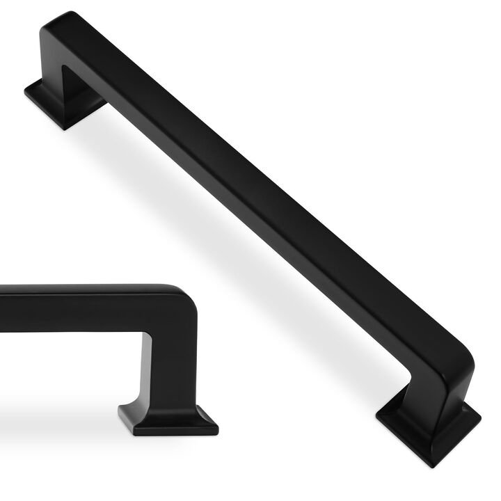 BUKOBYHE 10 Pack 6-1/4 Inch(160mm) Kitchen Cabinet Handles Matte Black Cabinet Pulls Zinc Alloy Drawer Pulls Solid Kitchen Hardw