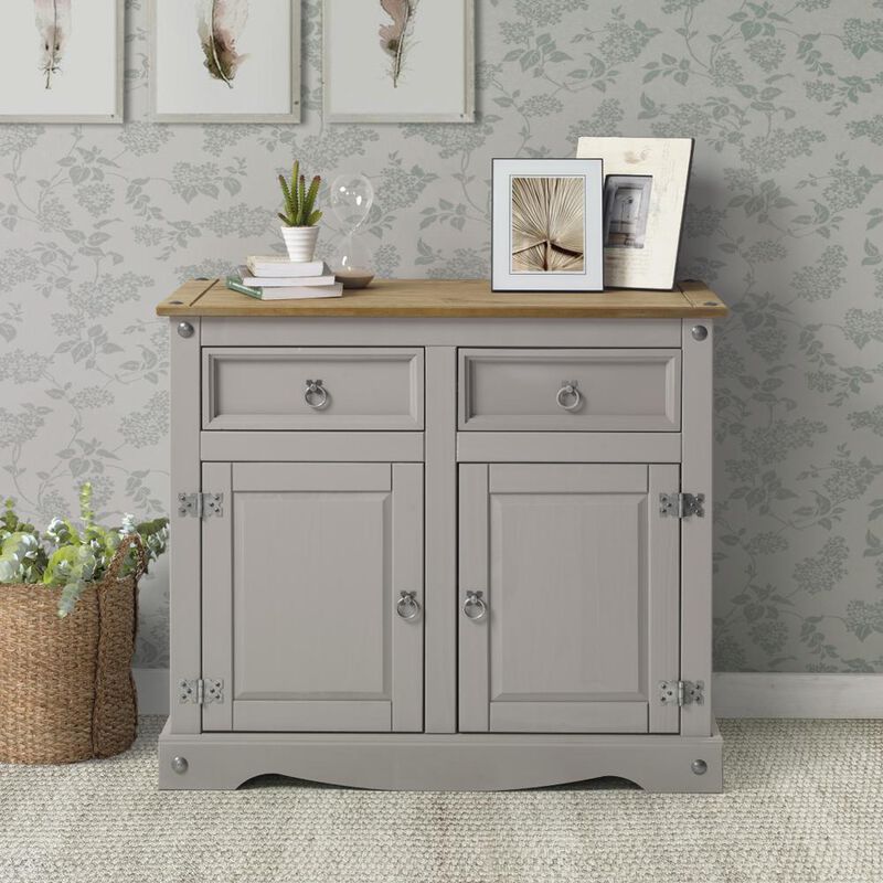 OS Home and Office Furniture Model COG915 Cottage Series Wood Buffet Sideboard in Corona Gray