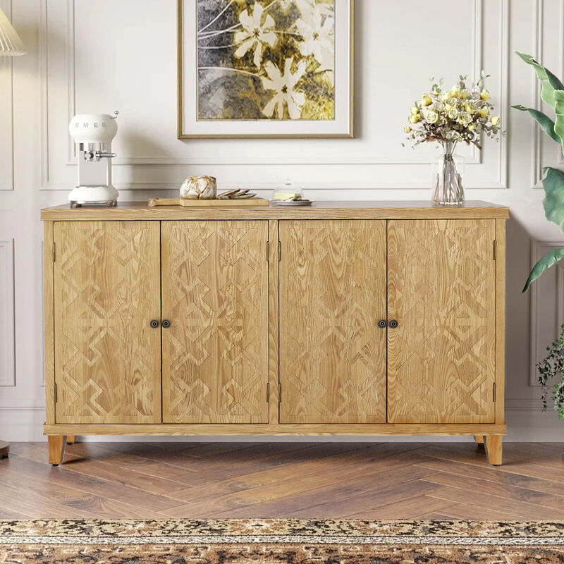 Fabkik Rustic Wooden Sideboard image number 1