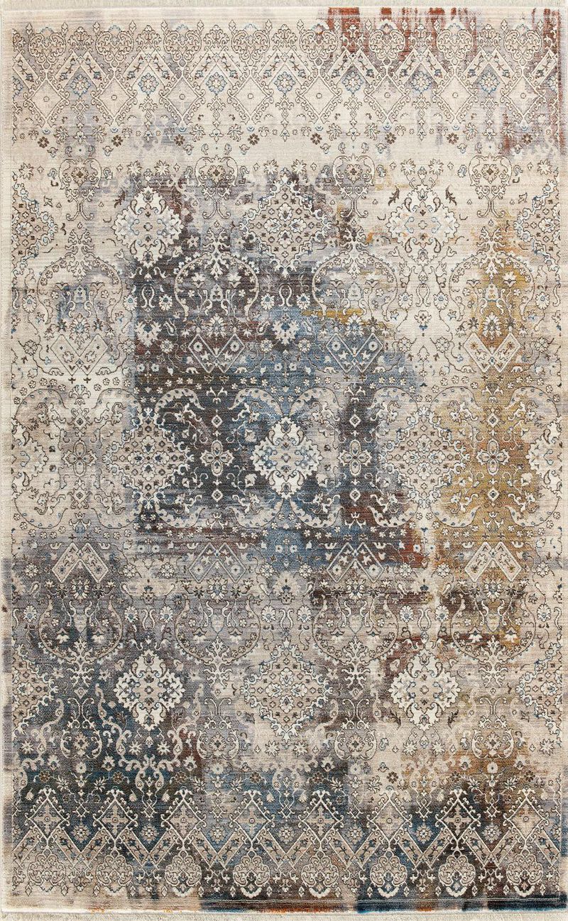 HomeRoots Medallion Distressed Area Rug With Fringe image number 2