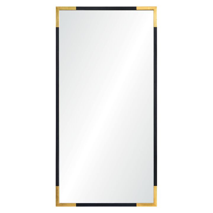 60" Black and Gold Full-Length Framed Rectangular Wall Mirror