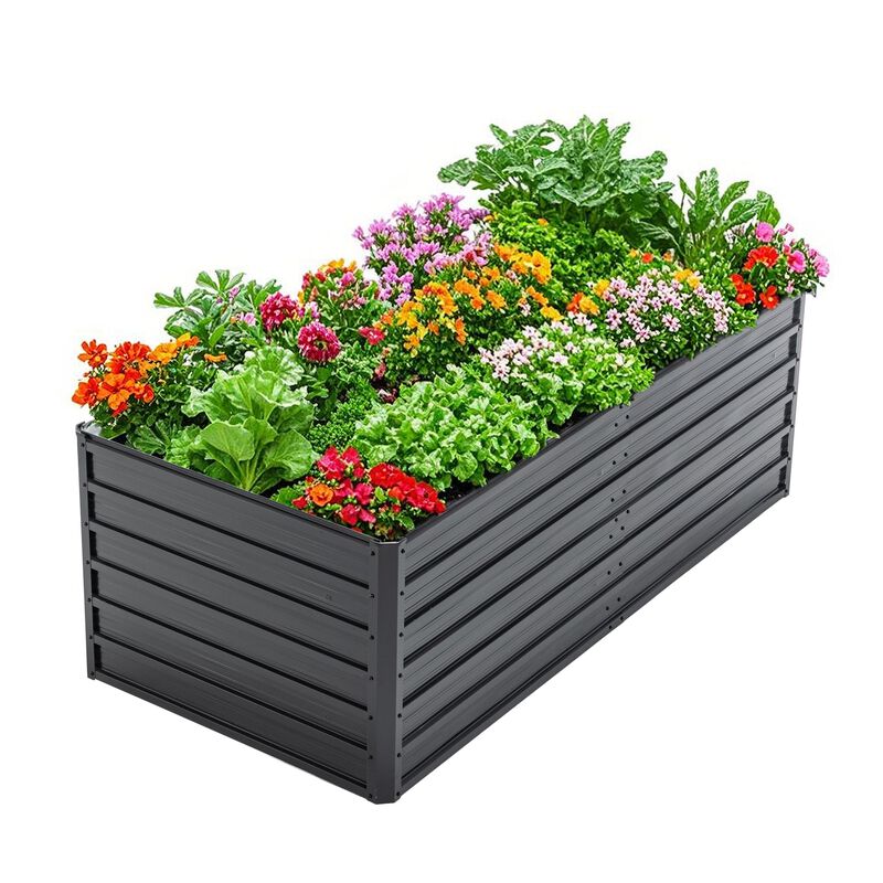 Mondawe 6x3x2 FT Metal Raised Garden Bed with Galvanized Steel