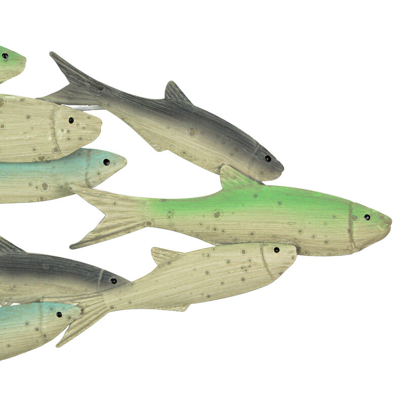28 Inch Metal Tropical School Of Fish Wall Art Sculpture Hanging Nautical Art image number 3
