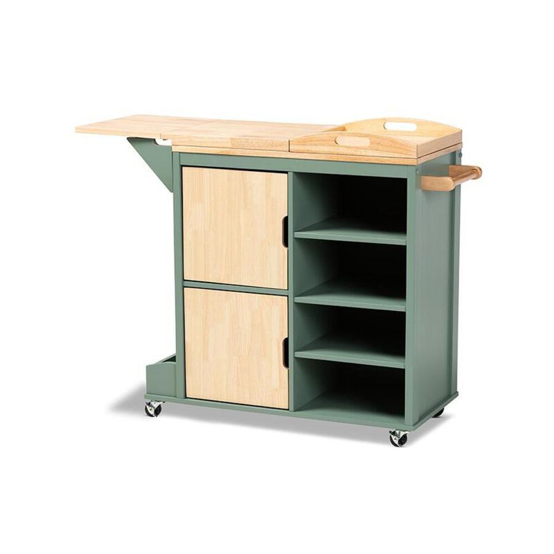 Baxton Studio Natural Wood Kitchen Storage Cart