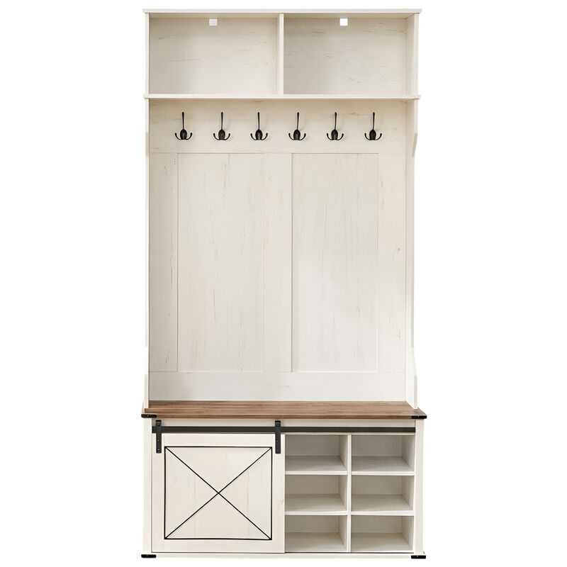 Hall Tree with Bench Coat Rack Shoe Storage for Entryway image number 0