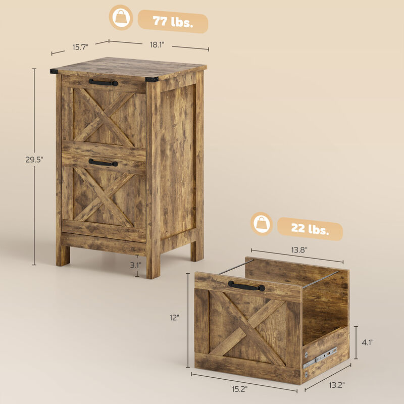 Hivvago Rustic 2-Drawer Vertical Filing Cabinet for Home or Office image number 2