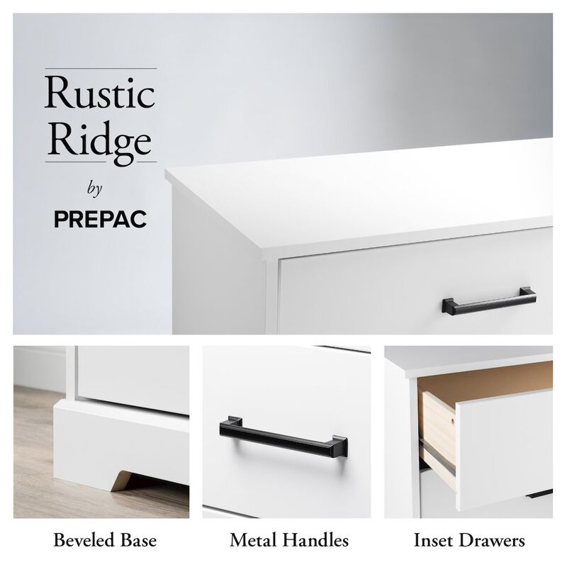 Prepac Dresser, White Dresser for Bedroom, Chest of Drawers with 6 Drawers